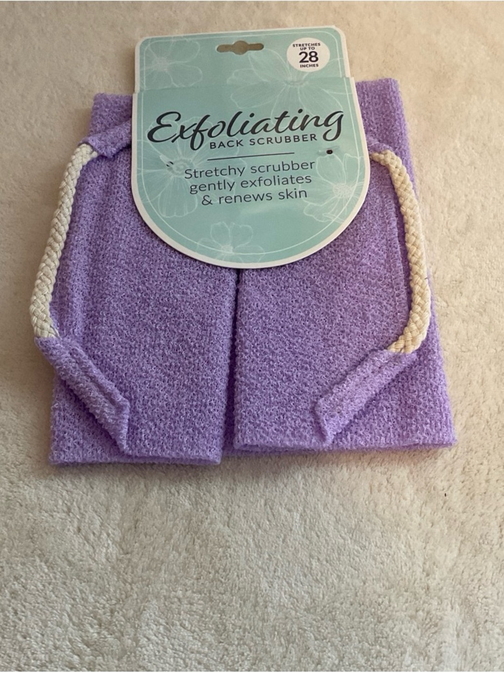 Exfoliating Back Scrubber - Lavender Stretchy Scrubber